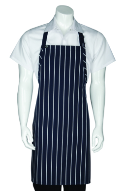 Picture of Chef Works - APKNW - NavyWhite Striped Bib Apron No Pocket